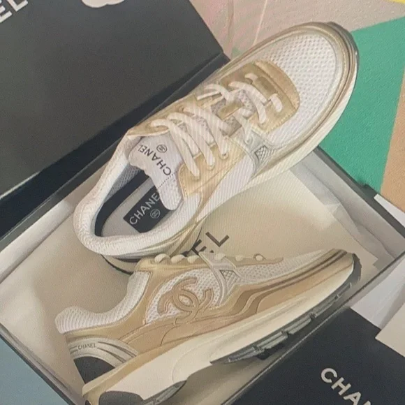 Chanel Gold and Silver Sneakers - Picture 3 of 8